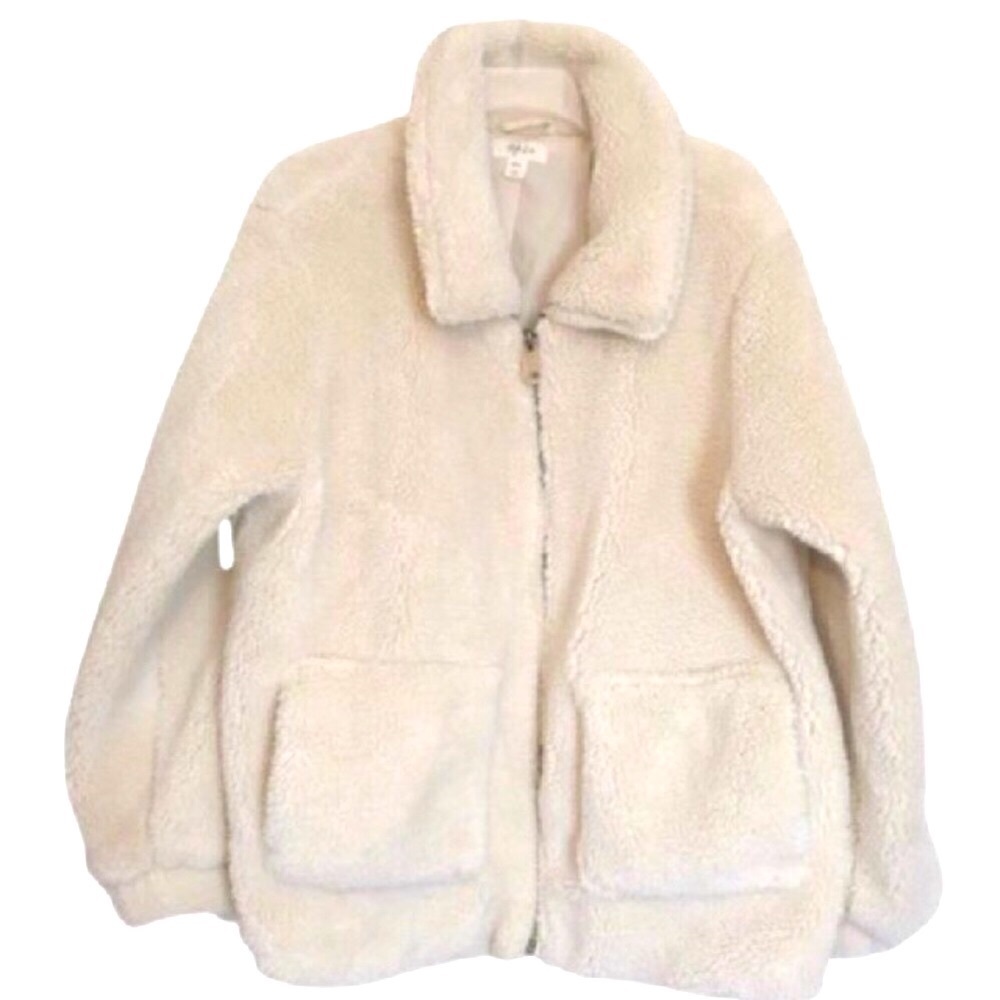 NEW Style & Co. Plush Teddy Sherpa Fur Fleece Jacket Cost Warm Soft Plus 0X 1X .